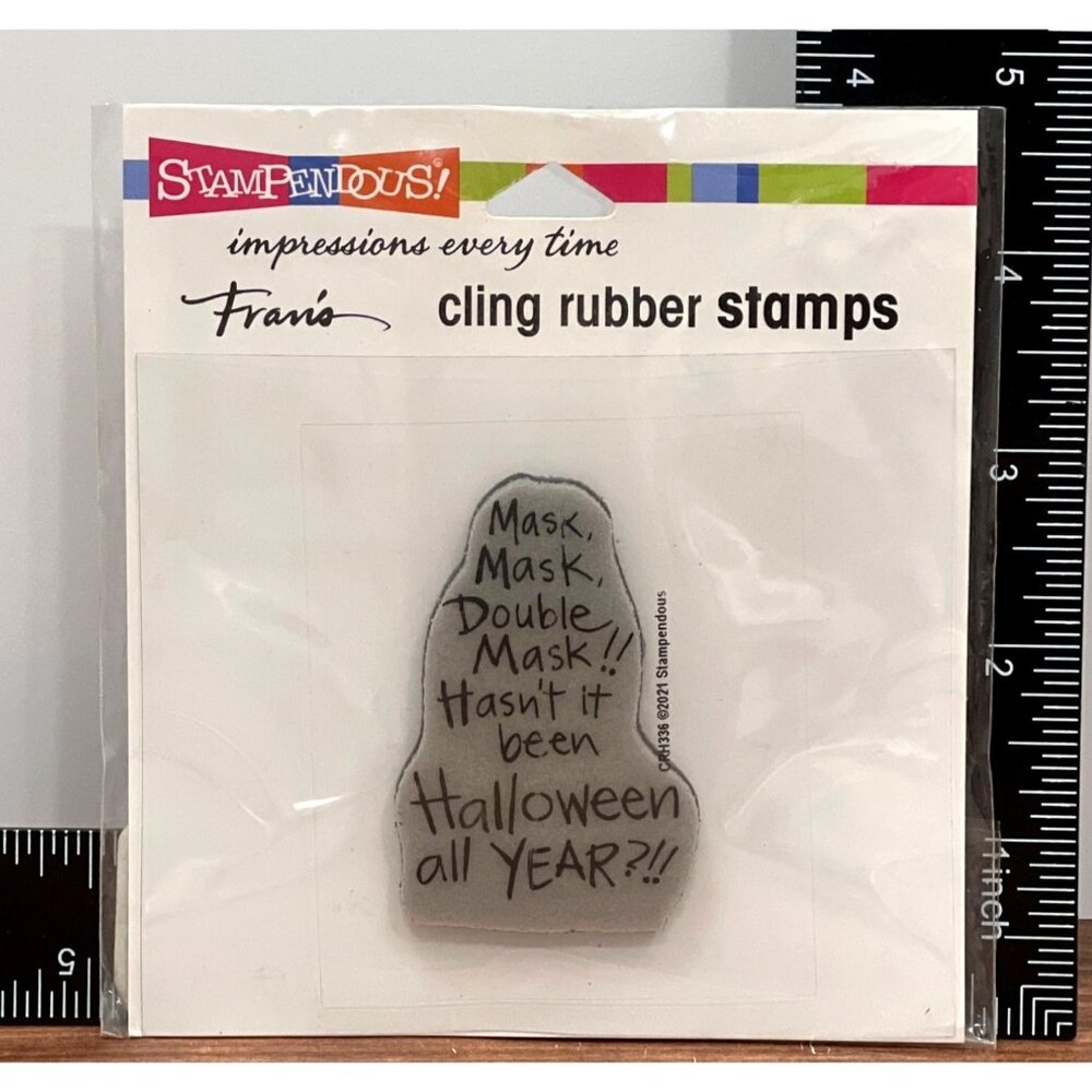 Stampendous Cling Rubber Stamp CRH336 Double Mask Halloween Theme